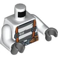 Torso Prison Shirt, '621', Dark Bluish Gray Stripes, Suspenders and Belt with Pliers and Rope Print, White Arms, Dark Bluish Gray Hand