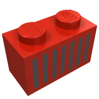 Brick 1 x 2 with Black Grill Print