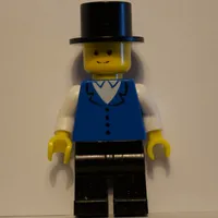 Man, Blue Vest over White Shirt, Top Hat
