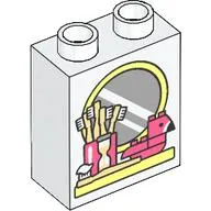 Duplo Brick 1 x 2 x 2 with Bathroom Mirror, Toothbrushes print