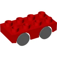 Duplo Car Base 2 x 4 with Dark Bluish Gray Wheels (Brickrunner)