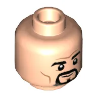 Minifig Head Doctor Strange, Goatee, Dark Orange Lines, Smirk / Scowl Print