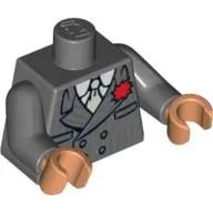 Torso Suit Jacket with Pinstripes, Tie, Red Flower in Lapel Print, Dark Bluish Gray Arms, Nougat Hands