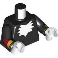 Torso, White Fur, Gold Bracelets, Red Stripes print, Black Arms, White Hands