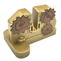 Duplo Stand 2 x 4 x 2 with Notch for Lever and Copper Gears Print (Little Robots)