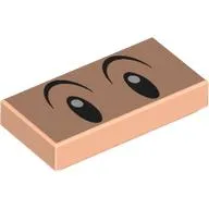 Tile 1 x 2 with Black Eyes, Eyebrows, White Pupils print