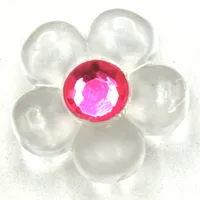 Clikits Icon, Flower 2 x 2 Small, 5 Petals with Pin [Polished] with Trans-Dark Pink Center Facet Gem