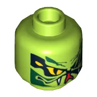 Minifig Head Lasha, Yellow Snake Eyes and Mouth with Fangs Print