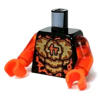 Torso Armor, Yellow and Orange Rock Panels, Asian Symbol print, Trans-Orange Arms, Orange Hands