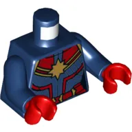 Torso Jump-suit, Red Belt, Red Trim Gold Star Print (Captain Marvel), Dark Blue Arms, Red Hands