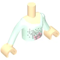 Minidoll Torso Girl with Light Aqua Long Sleeve Blouse with Dots and Star Print, Light Nougat Hands