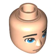 Minidoll Head Male with Blue Eyes, Black Eyebrows and Smirk Print (The Flash)