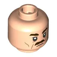 Minifig Head Barty Crouch Sr., Dark Brown Eyebrows, Moustache, Wrinkles