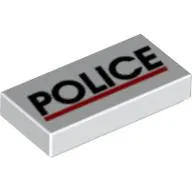 Tile 1 x 2 with Black "POLICE" and Red Line Print