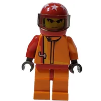 Race Driver, Orange Torso, Orange Legs, Red  Helmet