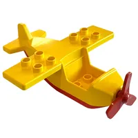 Duplo Airplane, High Small Wings, with Red Underside and Red Propeller