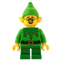Elf - Bright Green Torso, Green legs, Bright Green Hat, Glasses