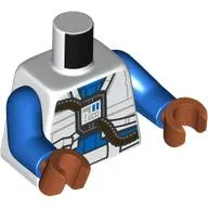 Torso Rebel E-Wing Pilot Suit, Black Hoses, White Pockets print, Blue Arms, Dark Orange Hands