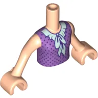 Minidoll Torso Girl with Polka Dot Medium Lavender Top with Scarf Print / Light Nougat Arms and Hands