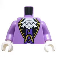 Torso Jacket, Black Collar, Gold Trim, Chain, White Ruff, Lavender Shirt print, Medium Lavender Arms, White Hands