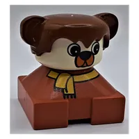 Duplo 2 x 2 x 2 Figure Brick, Hair with Bear / Dog Ears, White Face, Yellow Scarf Print