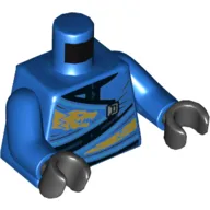 Torso Robe, Black Trim, Gold Dragon Print, Blue Arms, Black Hands