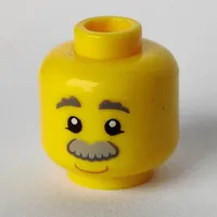 Minifig Head, Dark Bluish Gray Eyebrows, Light Bluish Gray Moustache, Smile / Red Tongue Sticking Out Print