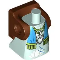 Torso with Dress, Reddish Brown Backpack, No Arms, Dark Azure/Lime Scarf, White Necklace print