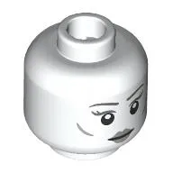 Minifig Head Grey Lady, Dark Bluish Grey Eyebrows, Cheek Lines, Light Bluish Grey Lips, Neutral / Frown