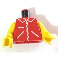 Torso Jacket with Zipper Straight, Pockets Print, Yellow Arms and Hands