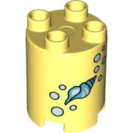 Duplo Brick Round 2 x 2 x 2 with Shell and Bubbles Print