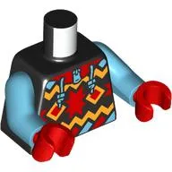 Torso, Winter Sweater with Red/Orange/Medium Azure Decorations, Laces, Hood print, Medium Azure Arms, Red Hands