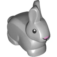 Animal, Rabbit / Bunny with Black Eyes and Mouth - Pink Nose Print