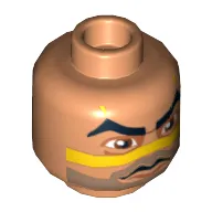 Minifig Head Quinlan Vos, Large Eyebrows, Yellow Stripe, Stubble Beard Print [Blocked Open Stud]