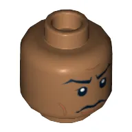 Minifig Head Captain Panaka, Stern Eyebrows, White Pupils Print [Blocked Open Stud]