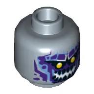 Minifig Head Gargoyle / Shrunken / Stone Stomper, Dual Sided, Yellow Eyes, Dark Purple Rock Teeth, Smile / Angry Print [Hollow Stud]