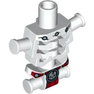 Torso Skeleton, Angular Rib Cage, Bone Cracks, Patches, Red Loincloth with Skull Symbol