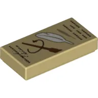 Tile 1 x 2 with Scroll, Feather, Wand print
