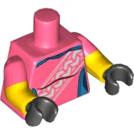 Torso, Dual Molded Arms, Dark Azure Panels and White Stripe Print, Coral Sleeves Pattern, Yellow Arms with Bandage Print, Black Hands