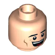 Minifig Head Superman, Dual Sided, Eyebrows, Open Mouth Smile / Sheepish Grin Print [Hollow Stud]