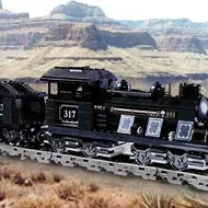 Large Train Engine with Tender Black