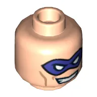 Minifig Head Riddler, Purple Eyemask, Open Mouth Smirk Print [Hollow Stud]