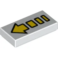 Tile 1 x 2 with Broken Arrow Long Yellow with Black Border Print