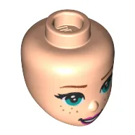 Minidoll Head Dark Turquoise Eyes, Freckles, Dark Pink Lips
