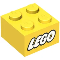 Brick 2 x 2 without Inside Ridges with LEGO Logo with Closed O White Print