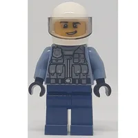 Police - Sand Blue Torso, Dark Blue Legs, White Helmet