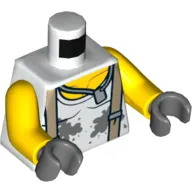 Torso Vest, Gray Splotches Tan Straps, Chain with Dog Tag Print, Yellow Arms, Dark Bluish Gray Hands [Plain]