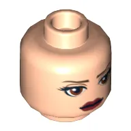 Minifig Head Padme Amidala, Brown Eyebrows, Black Thick Eyelashes, Large Brown Eyes, Brown Beauty Mark, Red Lips Print [Hollow Stud]
