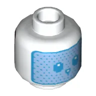 Minifig Head Lunar Rabbit Robot, Light Blue HUD with Bunny Face / Black and Red Angry Face Print