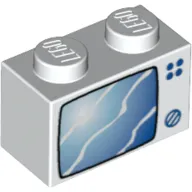 Brick 1 x 2 with Blue TV Screen Print [3827]